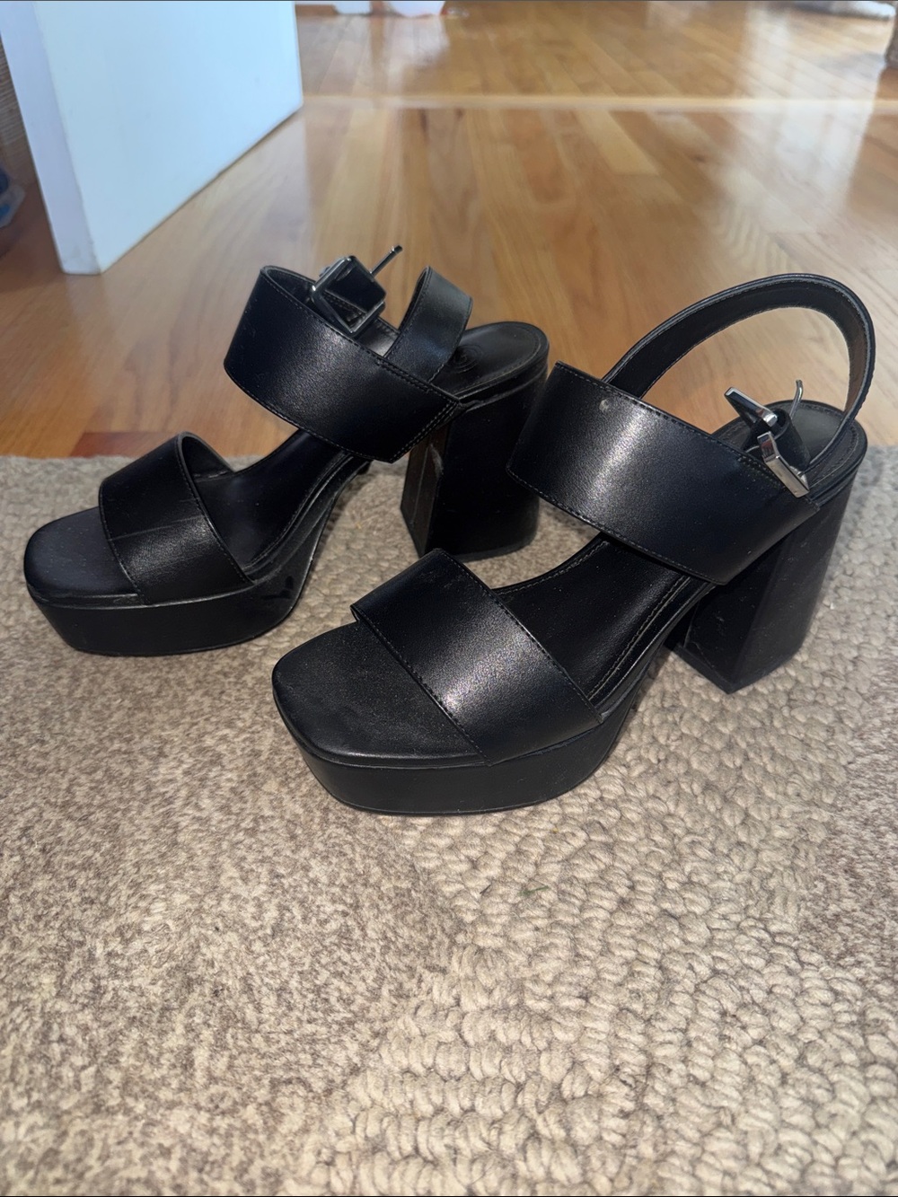 Urban outfitters chunky Black Platform Block Heel Sandals